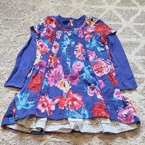 4 for $28 - Girls 5 Years Blue Long Sleeve Floral Dress